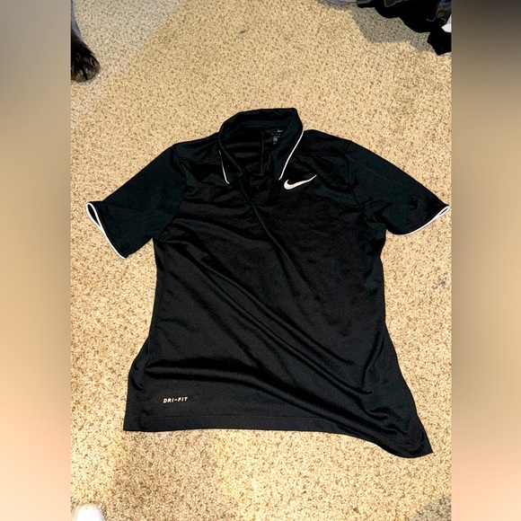 Nike Other - Nike dri-fit kids Large Black short sleeve polo with White logo